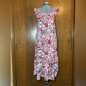 Knox Rose Pink and Red Floral Midi Dress - medium